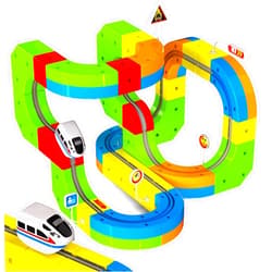 Goody King Electric Train Set for Kids, 69Pcs Build 3D DIY Track Building Kits with Train and Traffic Signs, STEM Car Toy Set for Kids, 3 4 5 6 7 8 Years Old Boys & Girls Birthday