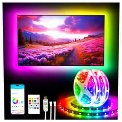 DAYBETTER USB LED Strip Lights with App Control Remote, 32.8Ft RGB Led Lights for Bedroom, Music Sync Color Changing TV Lights for Room Party(2 Roll 16.4Ft)