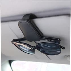 KIWEN Sunglasses Holders for Car Visor, Magnetic Leather Glasses Eyeglass Clip for Car, Ticket Card Clip Sunglasses Mount, Car Visor Accessories Gadgets (1, Black)