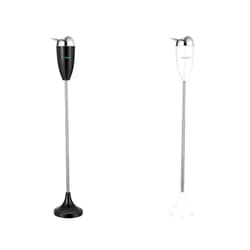 VIVOSUN Floor Standing Ashtray Black and White, Outdoor Ashtray with Stainless Steel Lid, Adjustable Height from 21.5