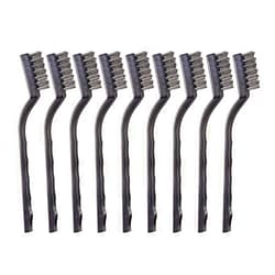 YiwerDer 9PCS MINI Wire Brushes, Stainless Steel Brush Set, Curved Handle Scratch Toothbrush, Cleaning Welding Slag and Rust