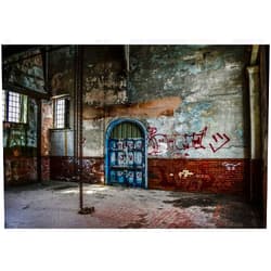 Renaiss 10x7ft Halloween Haunted House Backdrop Bloody Shabby Empty Haunted House Polyester Background for Photography Wallpaper Kids Adults Party Decor Banner Photo Shoot Props