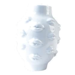 FAKEME Ceramic Flower Vase, Ornament Vase Lip Flower Vase for Bookcase Home Living Room Decoration - White