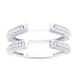 AFFY Engagement Wedding Ring for Women, Cathedral Ring Guard Enhancer With Lab Grown Diamond Or White Cubic Zirconia Ring In 14K Gold Over Sterling Silver Gift For Her