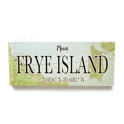 MapMom Frye Island Maine 3x9 Wood Coordinate Wall Hanging Sign; Shelfsitter | High Definition Ink Printed On Wood Home Décor Map | Ready to Hang | Perfect Gift for the Perfect Place