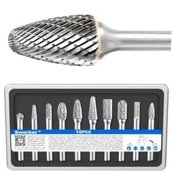 Sworker 10 Pcs 1/4 Carbide Burr Set 1/4 Shank Die Grinder Bits Drill Bits Grinding Bits for Metal Rotary Tool Attachment Accessories Rasp Weld Wood Stone Deburring Compatible with Milwaukee Dewalt
