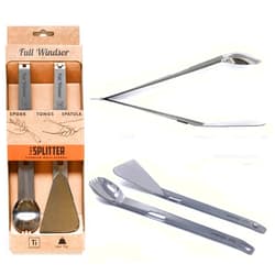 Full Windsor THE SPLITTER Titanium Tongs, Spork and Spatula from Full Windsor - Portable Lightweight Metal Multi Utensil for Camp Kitchen, Backpacking, Travel, Outdoor Cooking, Camping Cookware, No Mess Eating Set