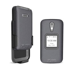 BELTRON Case with Belt Clip for GreatCall Lively Flip, Jitterbug Flip2 Cell Phone for Seniors, Protective Snap On Cover with Belt Clip Holder Combo for Jitterbug Flip2 / Lively (Model: 4053S) - Grey