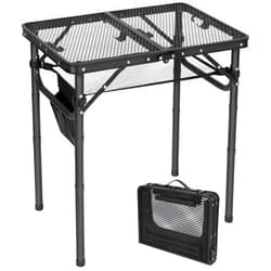 REDCAMP Small Folding Grill Table for Outside, 3 Heights Adjustable Lightweight Portable Metal Aluminum Outdoor Grill Table for Camping Picnic Cooking BBQ, Black 24x16 inches
