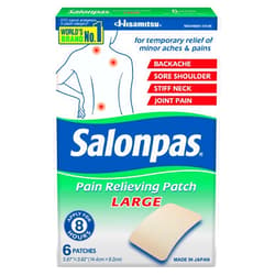 Salonpas Pain Relieving Patch, LARGE, 6 Count, for Back, Neck, Shoulder, Knee Pain and Muscle Soreness, 8 Hour Pain Relief