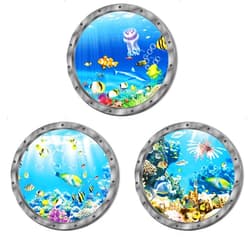 MXBTSYA 3PCS Ocean Animal Wall Stickers-Wall Decor Wall Decals Peel and Stick, Fish, Jellyfish and Coral Patterns Room Decor 3D Stickers(12x12 inch)