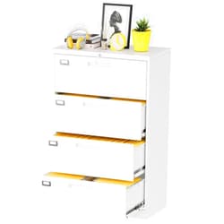 Fesbos Lateral File Cabinet with Lock, 4 Drawer Large Metal Filing Cabinet,Home Office Lockable Storage Cabinet for Hanging Files Letter/Legal/F4/A4 Size-Assembly Required