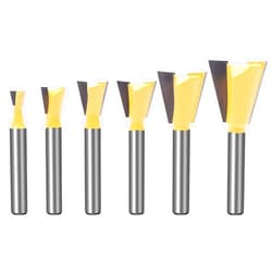 KOWOOD Dovetail Router Bit Set 6 Sizes with 1/4 Inch Shank ,Cutting Dia in 1/4