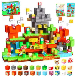 ToyUnited Magnetic Blocks-150 PCS Build Adventure Game Castle World Set - Magnetic Building Cubes Stacking, STEM Montessori Sensory Toys for Kids Boys Girls Ages 3 4 5 6 7 8 9 10 Eater Birthday Gifts