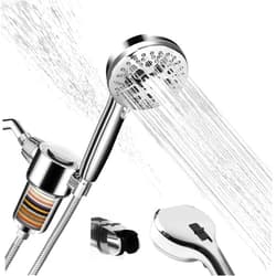 GINOOJY Filtered Shower Head with Handheld, High Pressure 9 Spray Mode Showerhead with Filters, 20 Stage Shower Filter Head for Hard Water, Showerhead with Anti-clog Nozzles, Power Wash to Clean Tub, Tile&Dog