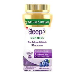 Nature's Bounty Nature’s Bounty Sleep3 Gummies, Triple Action Time-Release Sleep Aid, Melatonin 10mg, Blueberry Flavor, 60 Gummies