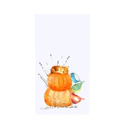 The Junkie Monkey Pumpkins Cat and Birds Kitchen Towel, Bath Hand Towel, Hostess Gift, Tea Towel, Dish Towel, Halloween Decor