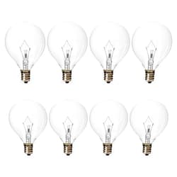 Haraqi 8 Pack 25 Watt G50 Light Bulbs for Full-Size Scentsy Warmers,G16.5 Globe E12 Incandescent Candelabra Base Clear Light Bulbs for Wax Warmer