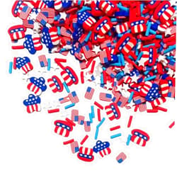 Generic 100G Polymer Clay Sprinkles for Crafts, 4th of July Red White Blue Stripe Star Slices Embellishments for DIY Crafts Nail Art Supplies Cellphone Decoration Accessories (Dark Blue)
