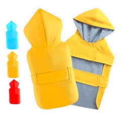 BECNBEAU Dog Raincoats Dog Rain Jacket Poncho Dogs Rainwear Rain Gear Waterproof Pet Clothes Hooded Leash Hole Adjustable Puppy Small Dogs Cats,Yellow,XS,Back Length 6.3 Inch