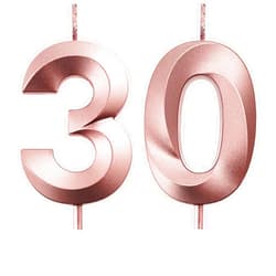 BBTO 30th Birthday Candles Cake Numeral Candles Happy Birthday Cake Topper Decoration for Birthday Party Wedding Anniversary Celebration Supplies (Rose Gold)