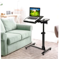 F2C Portable Adjustable Height 360° Swivel Laptop Desk PC Computer Mobile Notebook Laptop Stand Rolling Table Desk Cart Tiltable with Wheels Casters& Mouse Pad Table (360° Swivel Rolling-Black)
