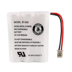 Uniden BT-905 Replacement Rechargeable Battery for Many Uniden Phone Systems and Cordless Handsets, Nickel Metal Hydride Rechargeable Battery, DC 3.6V 600mAh