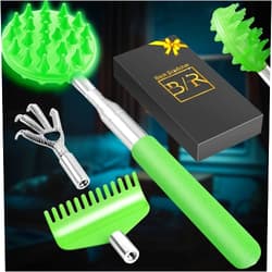 TUKUOS Telescoping Back Scratcher with 3Pcs Detachable Scratching Heads, Back Scratcher for Men/Women,Dual Sides Scratcher/Metal Paw/Rake Scratcher Fathers Day Dad Gifts for Men Husband - Glow