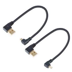 TENINYU Combo-Pack Left/Right Angle USB Cable 5.5 Inches for TV Stick and Power Bank - 90 Degree USB to Micro USB Cable for Roku TV Stick and More