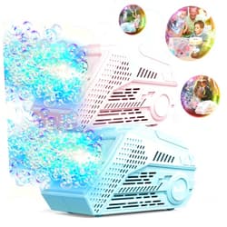 SmartYeen Bubble Machine,2PCS Automatic Bubble Machine with Light and Rechargeable Batteries,Big Bubbles Outdoor Toys for Toddlers - Ideal for Weddings and Birthdays (Blue+Pink)