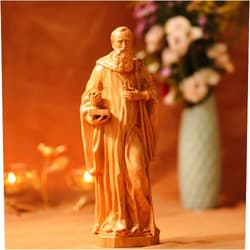 SutiCraftShop 7.9 Inches St Benedict Wooden Statue San Benito Catholic Figurine Holy father Benedict Home Altar Catholic Statue Home Altar Religious Gifts