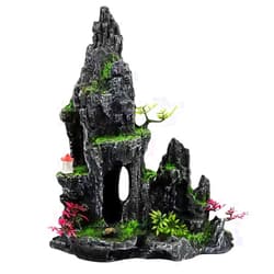 BCSIUHD Aquarium Décor Thematic Ornaments-Mountain View Stone Ornament Tree Rock Cave Fish Tank Decoration Fish Rest Play Hiding Cave