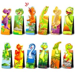 Sepamoon 12 Pieces Magnetic Bookmarks Book Marks Cute Magnet Page Markers Page Clips Bookmark Funny Animal Magnetic Bookmarks for Students Teacher Reading Party Favor (Dinosaur Style)