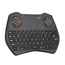 Rii 2.4GHz Mini Wireless Keyboard with Touchpad＆QWERTY Keyboard, Backlit Portable Keyboard Wireless with Remote Control,Built-in Mic and Headphone Port for Online Voice Communication,K28 (Black)