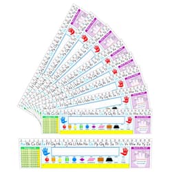 Carson Dellosa Education Carson Dellosa 30-Piece 17 1/2” x 4” Quick Stick Traditional Manuscript Name Tags for Classroom, Adhesive Name Plates for Student Desks, Classroom Name Tags With Ruler, Shapes, Numbers, and Alphabet