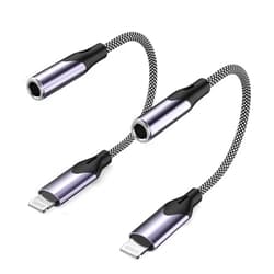 FUHAYA [Apple MFi Certified] Lightning to 3.5 mm Headphone Jack Adapter, 2 Pack Braided iPhone 3.5mm Headphones Earphones Jack Aux Audio Adapter Dongle for iPhone 14 13 12 11 Pro Max XS XR X 8 7 iPad
