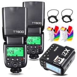 Godox 2X TT600 HSS 2.4G Wireless Master/Slaver Flash Speedlite & Receiver Godox X2T-C Remote Trigger Transmitter Kit Built-in Godox X System Compatible for Canon Cameras