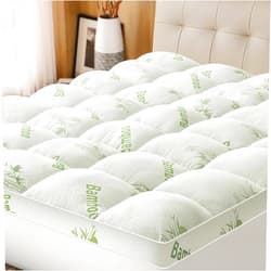 Easthome Mattress Topper Queen Size Viscose Derived from Bamboo, Thick Soft Pillow Top Mattress Pad Cover for Back Pain, Mattress Protector with 8-21 Inch Deep Pocket, White
