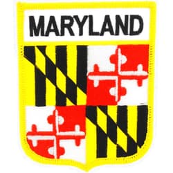 Artisan Owl Maryland State Flag Shield Embroidered Patch, with Iron-On Adhesive