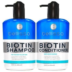 BELLISSO Biotin Shampoo and Conditioner Set - Sulfate and Paraben Free Treatment for Men and Women - Hair Thickening Volumizing Products to Help Boost Thinning Hair with Added Keratin