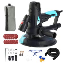 AYA-TECH Drywall Sander, 720W 6A Electric Handled Drywall Sander with Vacuum, 5 Variable Speed 1200-2500 RPM 7 Inch Portable Electric Led Light (Blue With Downlight)