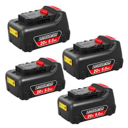 Lomrige 4Pack Replacement Battery for 6000mAh 20V Compatible with 20V Batteries DCB200 Compatible with 20 Volt Cordless Power Tools