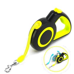enrgticdg Retractable Dog Leash,Night Reflection,Light Weight Leash for Small to Medium Dogs/Cats,Stainless Steel Spring,Strong Nylon Tape, One-Handed Brake (Black-Yellow)