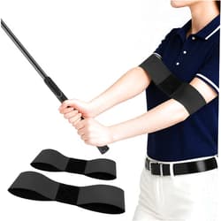 PINKMOLI 2 Pack Golf Swing Training Aid Swing Correcting Arm Band for Muscle Memory & Body Connection – Golf Trainer for Beginners, Left/Right-Handed Players (Black)
