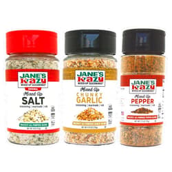 Jane S Jane's Krazy Mixed Up Seasonings Variety Pack of 3 - Mixed-Up Salt Pepper and Garlic