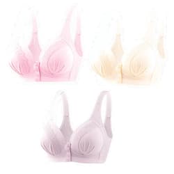 Bawilom Glamorette Snap Front Bra for Older Women - Sexy Lace Embroidered Pull-On Front Closure Button Bra
