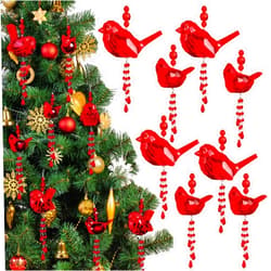 Bucherry Christmas Cardinal Ornaments Acrylic Red Cardinal Bird Hanging Ornament Memorial Decor for Xmas Tree Decorations Holiday Hanging Figurine for Christmas Party, 3.54 Inch, 2.48 Inch (Stylish, 8 Pcs)