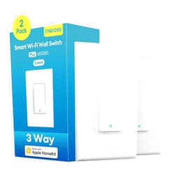 meross 3 Way Smart Switch, Smart Light Switch Supports Apple HomeKit, Siri, Alexa, Google Assistant & SmartThings, 2.4GHz WiFi Light Switch Neutral Wire Required, Remote Control Timer 2 Pack