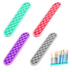 Frienda 4 Pcs Silicone Makeup Brush Holder Stand Multipurpose Cosmetic Travel Storage Box Painting Pen Brush Organizer Desktop Makeup Brush Drying Rack for Brush, Eyeliner Pencil Art (Multicolored)