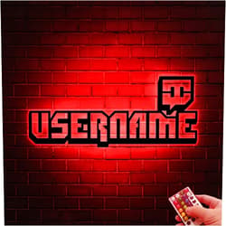 RANOTO Metal Wall Art With LED Light Custom Gamer Tag Metal Sign with Led Light, Gamer Tag for Twitch Gamer Tag Gift, Twitch Username Wall Decor, Gamertag Night Light Gamer Gift, 6X6